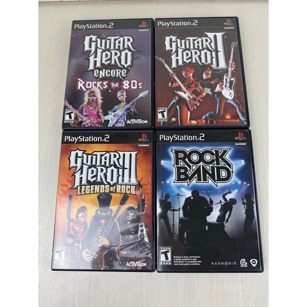 Guitar Hero Encore Rocks The 80s, 2, 3 Legends, Rock Band Game Lot PlayStation 2
